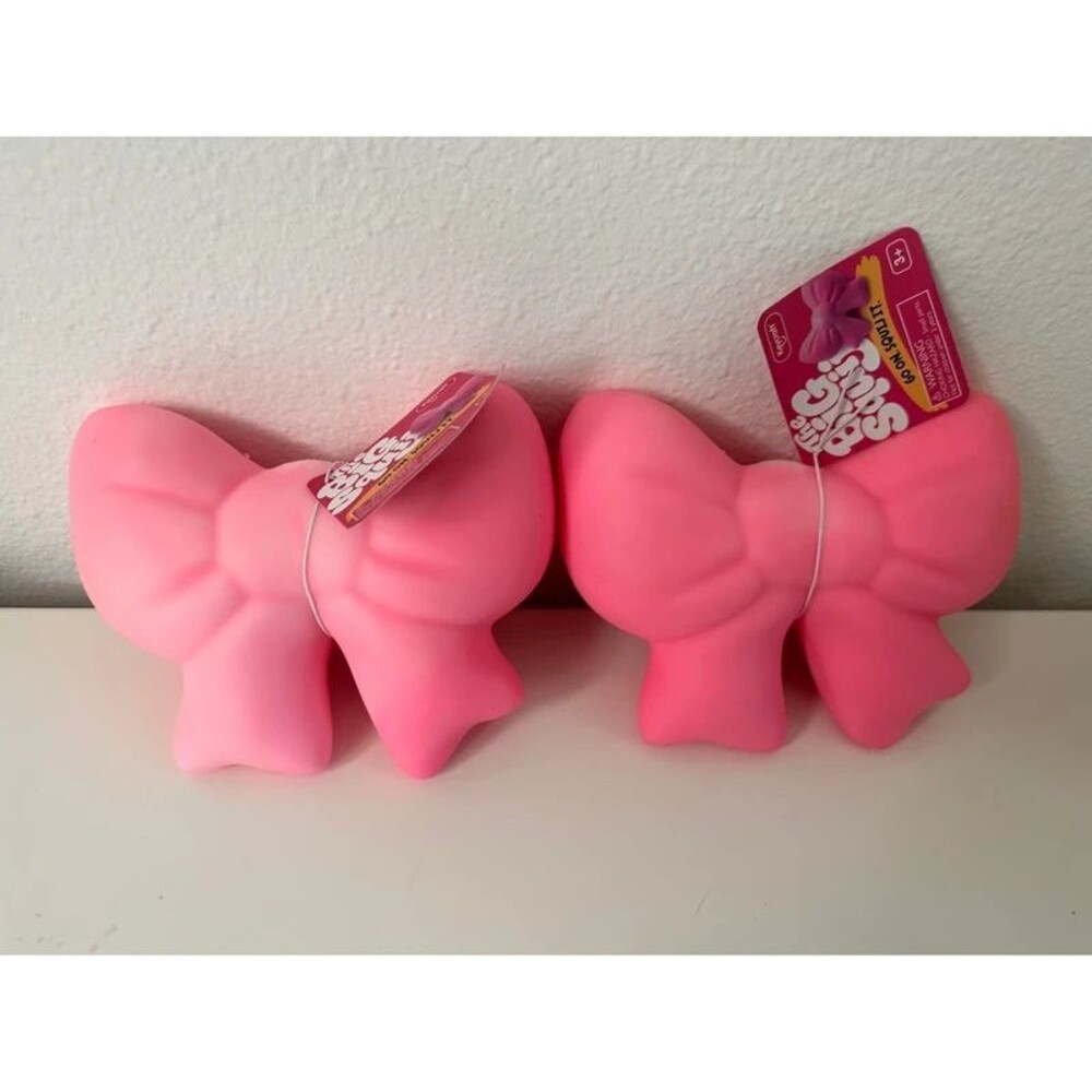 The Big Squij - Pink Bow Squishy 🎀 Sensory Squeeze Fidget Toy - Twins, Two